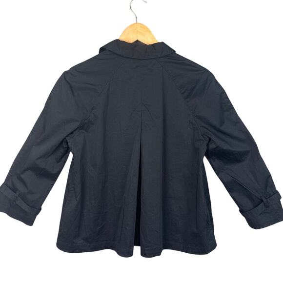 Norma Kamali Black Swing Coat LIghtweight Versatile Sz 6 Quiet Luxury Old Money - Picture 2 of 8